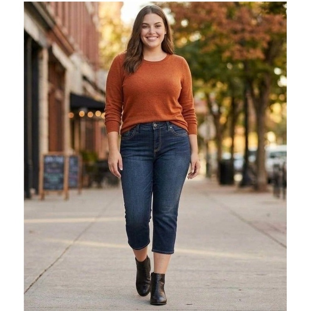 Silver Jeans Co Suki Mid Capri Plus 18W Dark Wash Curvy Super Stretch